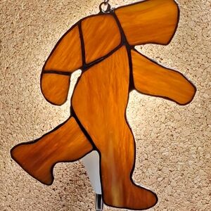 Stained Glass Walking Figure - Brown Orange
